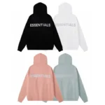Fear of God Essentials Classic Fleece Reflective Hoodie Black Australia 40% Off